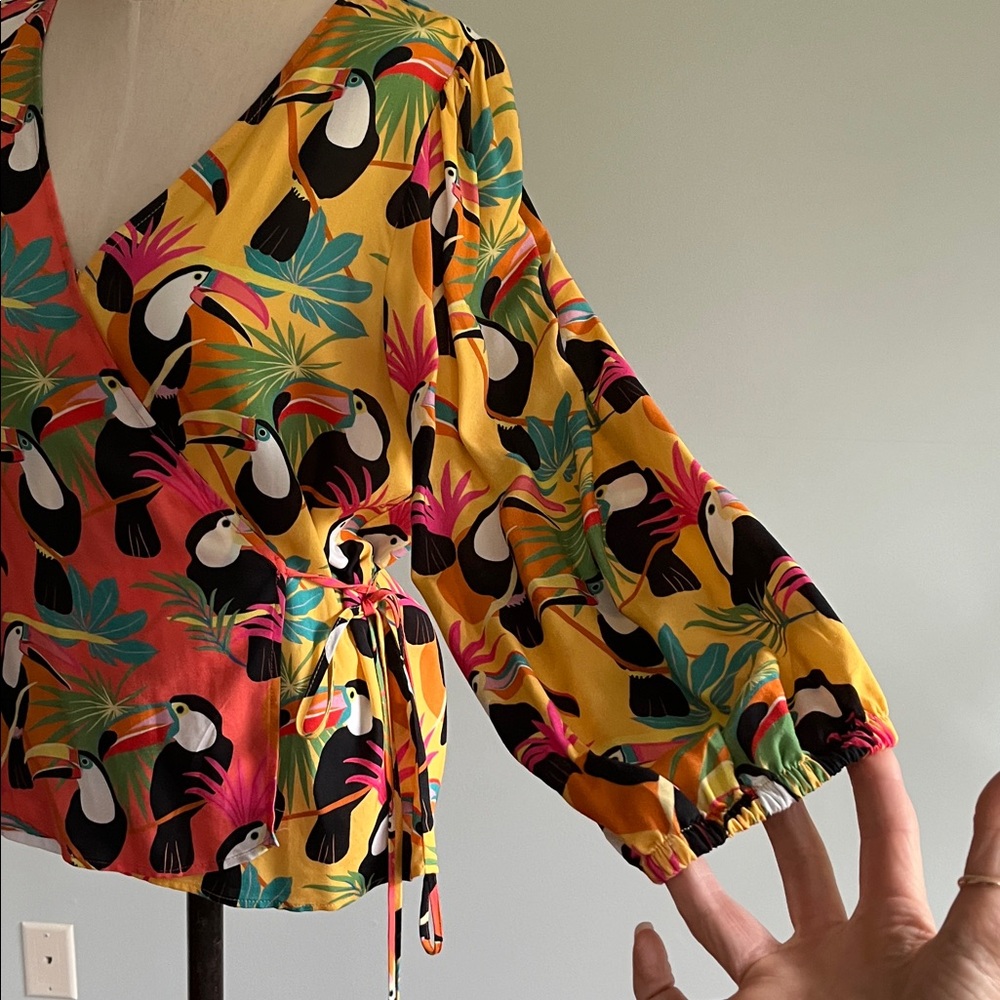 Farm Rio Tropical Print Wrap Top - Picture 6 of 13